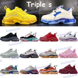 Mens platform shoes triple-s clear sole sneakers beige neon green yellow red grey rainbow white blue navy fluo bordeaux running sneakers