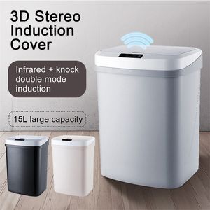 15L Indução Indiviação Indiviação Automático Lata de Lixo Inteligente Sensor Home Sala de Estar Quarto Lixo Bin Cozinha Dustbin Storage Barris Y200429