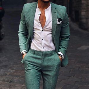 Custom Made Groom Tuxedos Green Groomsmen Custom Made Best Man Suit 2020 Wedding Men Suits Bridegroom (Jacket+Pants)