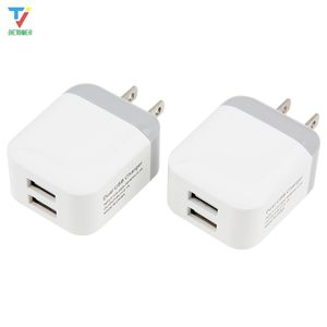 5 V 2.1A Podwójne porty USB US Plug Wall Ładowarka Adapter Double USB 2-Port dla Samsung Iphone Xiaomi Smart Telefon komórkowy 100 sztuk