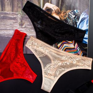 sexy gauze lace panties G string T Back low rise see through lingerie woman underwear thongs panty women clothes will and sandy red black white