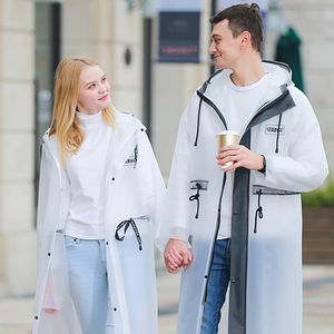 Yuding Fashion Women Raincoat Long Men Giacche antipioggia trasparenti per adulti Impermeabile TPU Impermeabile Poncho antipioggia con cappuccio con coulisse 201015