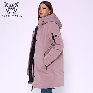 AORRYVLA 2020 inverno donne giacca lunga con cappuccio Parka giacca collare antivento di spessore caldo casual inverno moda donna giacche caldo LJ201021