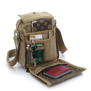 Men's Casual Multi Function One Shoulder Bag Waterproof Canvas Sling Bag Travelling Outing Outdoor Pouch Q0705