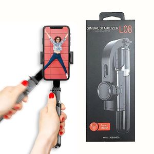 L08 Handheld Grip Gimbal Estabilizador Tripé Anti-Shake Selfie Stick Stand Stand Ajustável sem fio Bluetooth Remoto para iPhone/Android