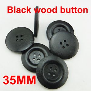 100 PZ 35 MM NERO pittura Colore del legno bottoni in legno stivali cappotto cucito accessorio per vestiti MCB-996