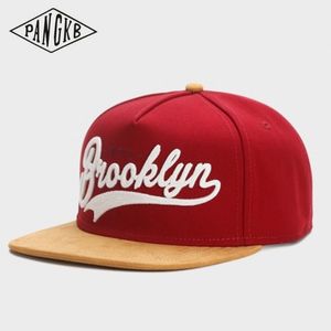 PANGKB Brand FASTBALL CAP BROOKLYN faux suede hip hop red snapback hat for men women adult outdoor casual sun baseball cap bone Y200110