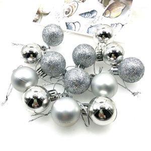 パーティーデコレーション24pcsカラフルなプラスチッククリスマスボールペンダントシャインメッキツリーショップウィンドウペンダント1