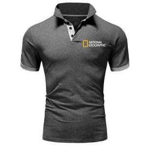 Alta Qualidade Nacional Marca Geográfica Masculina Shorts Manga Polo Vestuário Camisa Casual Algodão Cotton Polos Tamanho 5XL