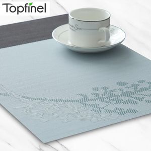 Topfinel uppsättning av 4 pvc placemat för bordmatta kudde dryck vin kustar bambu placemats matbord plats mat kök bord linne t200703