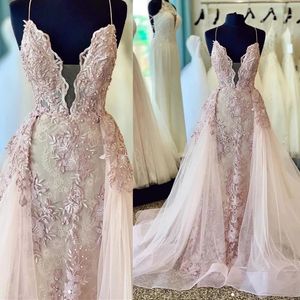 2022 Satin Sleeveless Dresses Sheer V- Neck Lace Appliques Overskirts Vintage Prom A-Line Vestidos Evening Gowns 328 328