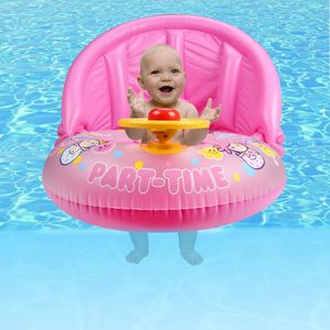 取り外し可能なサンシェードの夏の水が付いている卸売 - 膨脹可能な赤ちゃんの水泳シートフロートボートは楽しいツールピンクと青を持っています