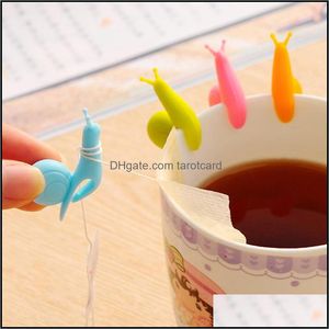 Caffè Utensili da tè Bicchieri Cucina, Sala da pranzo Bar Casa Giardino Lumaca Forma di scoiattolo Sile Portaborse Tazza Tazza Clip Caramelle Colori Set regalo Buono Te