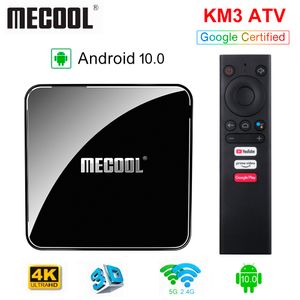 Certyfikowane Google AndroidTV TV Box KM3 ATV Android 10.0 4G/64G AMLOGIC S905X2 Bluetooth Controller 2.4/5G WIFI Streaming 4K Media Player