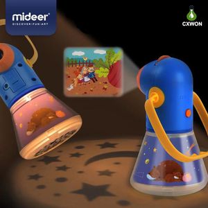 Mideer 어린이 야간 램프 프로젝션 램프 다기능 스토리 프로젝터 어린이 초기 교육 별광자 슬리퍼 빛나는 장난감