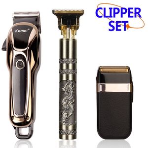 LCD Electric Clipper Set Trymer USB Hair Clipper Rechargeable Shaver Broda Maszyna Do Mężczyzn Cut Cut Cutting M 220106