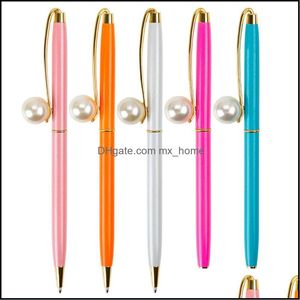 Ballpoint canetas escrevendo material de escritório escritório negócio industrial bola esfera metal ballpen moda menina grande pérolas para papel de carta pode engr