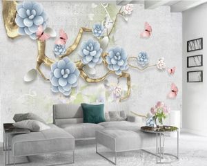 ロマンチックな花3Dの壁紙美しい蝶の花3D壁紙カスタム3D写真の壁紙の家の装飾