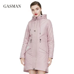 가스 맨 후드 솔리드 롱 슬리브 파카 여성 다운 재킷 지퍼 포켓 따뜻한 코트 여성 가을 ​​패션 긴 재킷 코트 201217