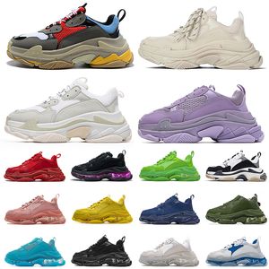 Arrivi 2022 Triple S Designer Scarpe casual Suola trasparente Verde neon Viola Nero Blu avorio Beige Fondo in cristallo Luxurys Designer Piattaforma Sneakers Scarpe da ginnastica Sport