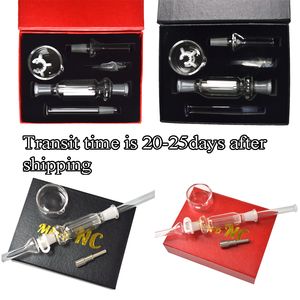 Mini Nector Collector Kit Hookahs med 10mm Titan Nail Dabber Dish Rökning Rör Plast Keck Clip Tips Dabber Reclaim Straw Box NC01-10 HOT