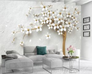 Romantik Çiçek 3D Duvar Kağıdı Romantik Çiçek Ağacı 3D Duvar Kağıdı Oturma Odası Için 3D Duvar Kağıdı Özel Fotoğraf