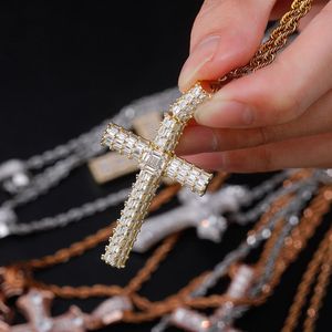 Fashion Personalized New 18k Gold Hip Hop Cross Pendant Necklace Iced Out Cz Cubic Zirconia Charm Pendants Diamond Mens Womens Jewelry Gifts