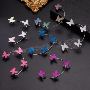 Korean Sweet Sparkling Butterfly Ear Cuff Earrings for Women Girls Fashion Non Piercing Ear Clip Ear-hook Party Wedding Jewelry