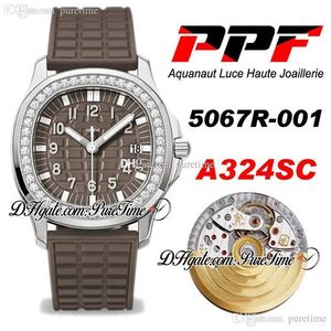 PPF 5067R-001 A324SC Haute Joailleerie السيدات Watch Womens Watches الماس الحافة البني الملمس الهاتفي المطاط أفضل طبعة PTPP PURETIME B2