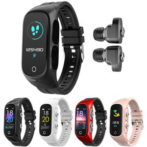 ingrosso Auricolare Intelligente Bluetooth Da Orologio-N8 Smart Watch con Auricolari Bluetooth TWS Sport SmartWatch Fitness Braccialetto per uomo Donne Braccialetto Risposta Risposta Dal telefono