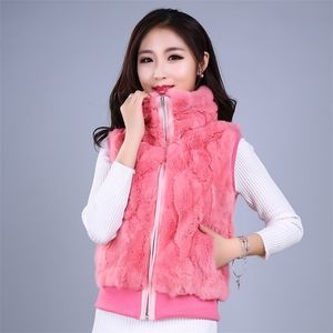 Cappotto di pelliccia delle donne della maglia del coniglio femminile corto naturale coreano Real 201103
