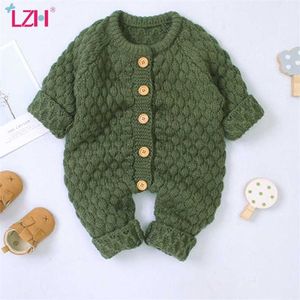 LZH Spring Baby Boys Girls Clothes For born Winter Jumpsuit Kids Warm Knitting Romper Children Overalls Infant Clothing 211229