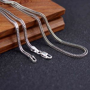 Pure Silver Weave Necklace S925 Sterling Thai Silver Tail Chain Men Women Personalized Retro Chopin Chain Male Jewelry 220113