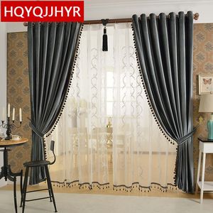 European Luxury 6 Color Velvet Curtain For Living Room Solid Color Velvet Simple Modern Luxury Curtain For Bedroom/Kitchen LJ201224