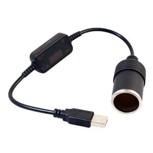 Strömkabel och kontakt Cigarettändare Socket Male Kvinna Adapter Converter Car Electronics Tillbehör 1PC 5V 2A USB till 12V Bärbara laddningsenheter