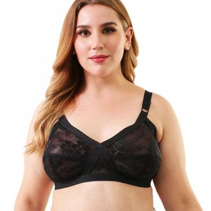 Plus Size Bras For Women Perspective Lace Brassiere Sexy Lingerie Larger Boobs Full Coverage Bra Wireless Bralette Underwear BH 201202