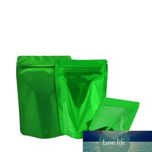 100 sztuk Zielony Stand Up Aluminiowa Folia Zip Lock Samo Uszczelnienie Pakiet Torba Łza Notch Tea Powder Wouch