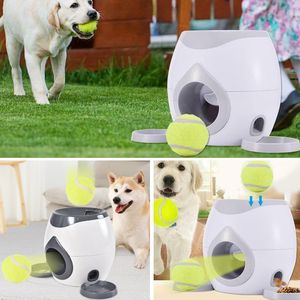 PET Topu Launcher Oyuncak Köpek Tenis Gıda Ödül Makinesi İnteraktif Uygun Tedavi ve Kediler için Besleyici Köpekler Thrower Yavaş T N0M1 LJ201125