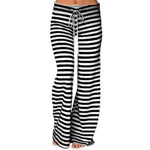 Kvinnor Bomull Pyjamas Sleepwear Nightwear Loungewear HomeWear Full Length Sova Bottoms Striped Ladies Kläder LJ200822