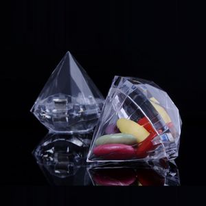 Bröllop godis låda behållare kreativ transparent plast diamant form party present godis choklad gynnar hållare boxes grossist - 0589Wh