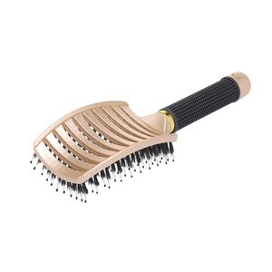 Boar Hair Brush Comb Curved Vented Styling brush Detangling Thick Massage Blow Drying bush for 220222
