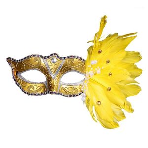 Party Masks Feather Face Mask Masquerade Dress Up Fashion Accessories Sexy Ladies 8 Colors Prop Colored Drawing Halloween1