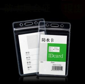 透明な垂直68x110mmソフト防水IDバッジホルダーPVC名カードケース証明書プラスチック水平