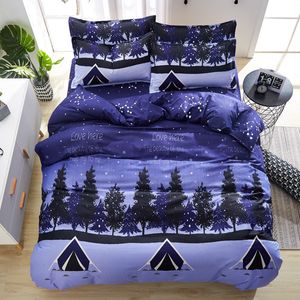 4 sztuk Bawełniana Pościel Zestaw z Duvet Pokrywa Łóżko Poszewka Home Textile Children Cartoon Bed Lniana Królowa Królowa Pełny Twin Rozmiar LJ201127