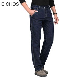 Wiosna Jesień Mężczyzna Casual Jeans Classic Bawełna Marka Dżinsowe Spodnie Męskie Proste Multi Kieszenie Luźne Styl Jean Mężczyźni Kombinezony G0104