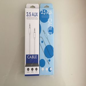 Gratis DHL Post White Blue Cardpaper Packaging Boxes Package Box för 3,5 mm AUX Audio Cables Male to Male Stereo Cable