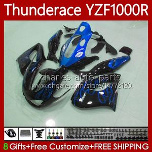 Fairings för Yamaha YZF1000R Thunderace YZF 1000 R 1000R 96-07 87NO.79 YZF-1000R 1996 1997 1998 1999 2000 2001 2002 2007 Blue Flames YZF1000-R 96 03 04 05 06 07 Kropps kit