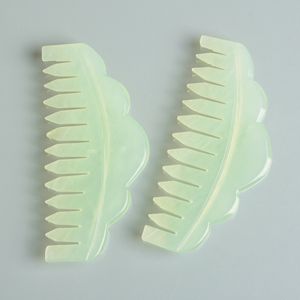 Head Massager Comb Natural Green Jade Combs Head Hair Skin Massage Tools Scraper Plates Beauty Tool