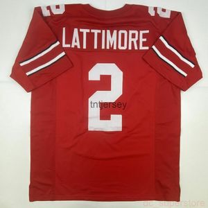 CHEAP CUSTOM Nuovo MARSHON LATTIMORE Ohio State Red College Maglia da calcio cucita XL CUCITA AGGIUNGI QUALSIASI NUMERO DI NOME