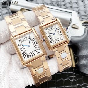 Top Stylish Quartz Watch Women Gold Silver Tide Classic Rectangle Design Dristwatch Luksusowy pełny zegar ze stali nierdzewnej 1528223V